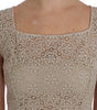 Dolce & Gabbana Beige Ricamo Cutout Cotton Sheath Dress
