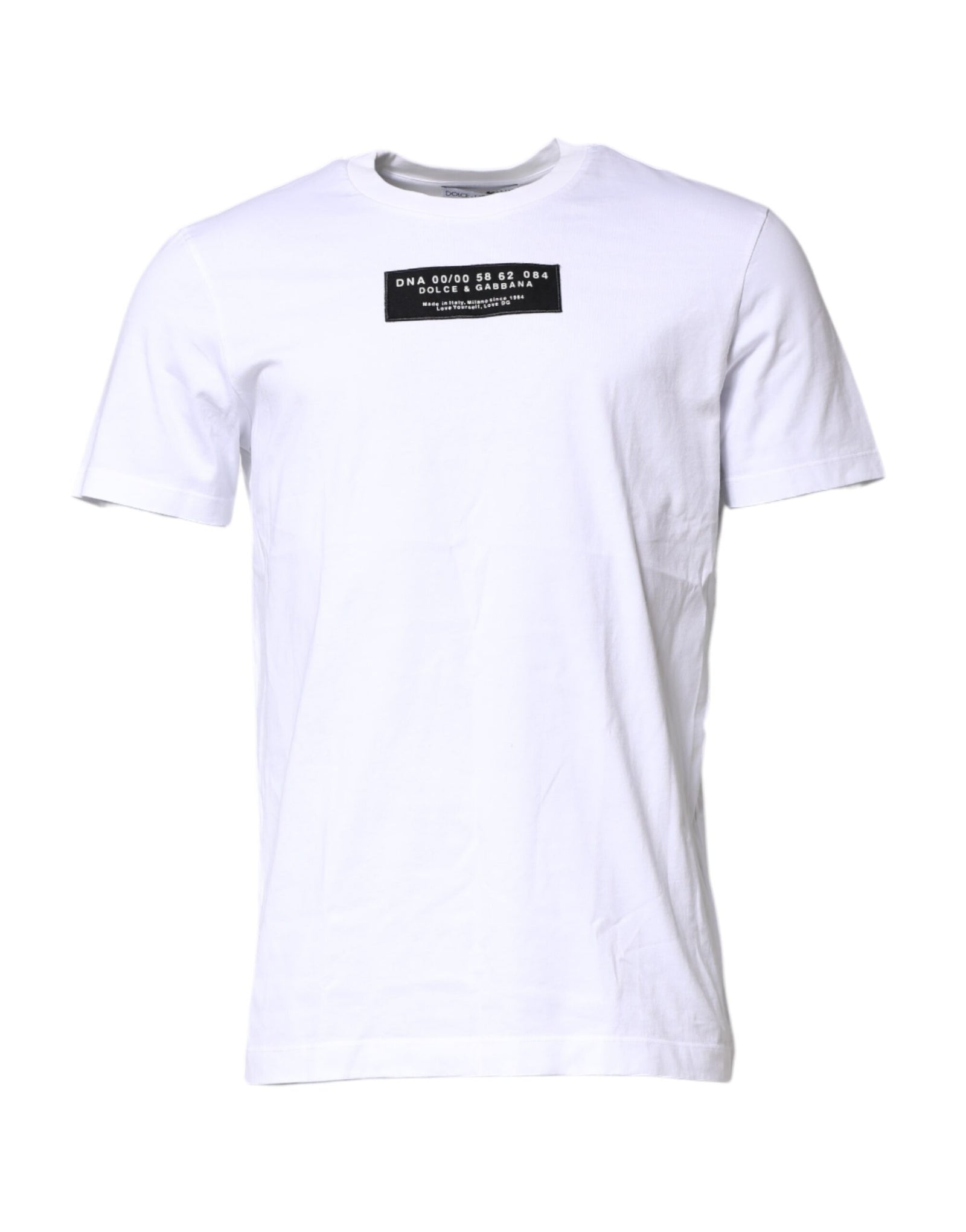 Dolce &amp; Gabbana White Cotton Logo Patch Crew Neck T-shirt