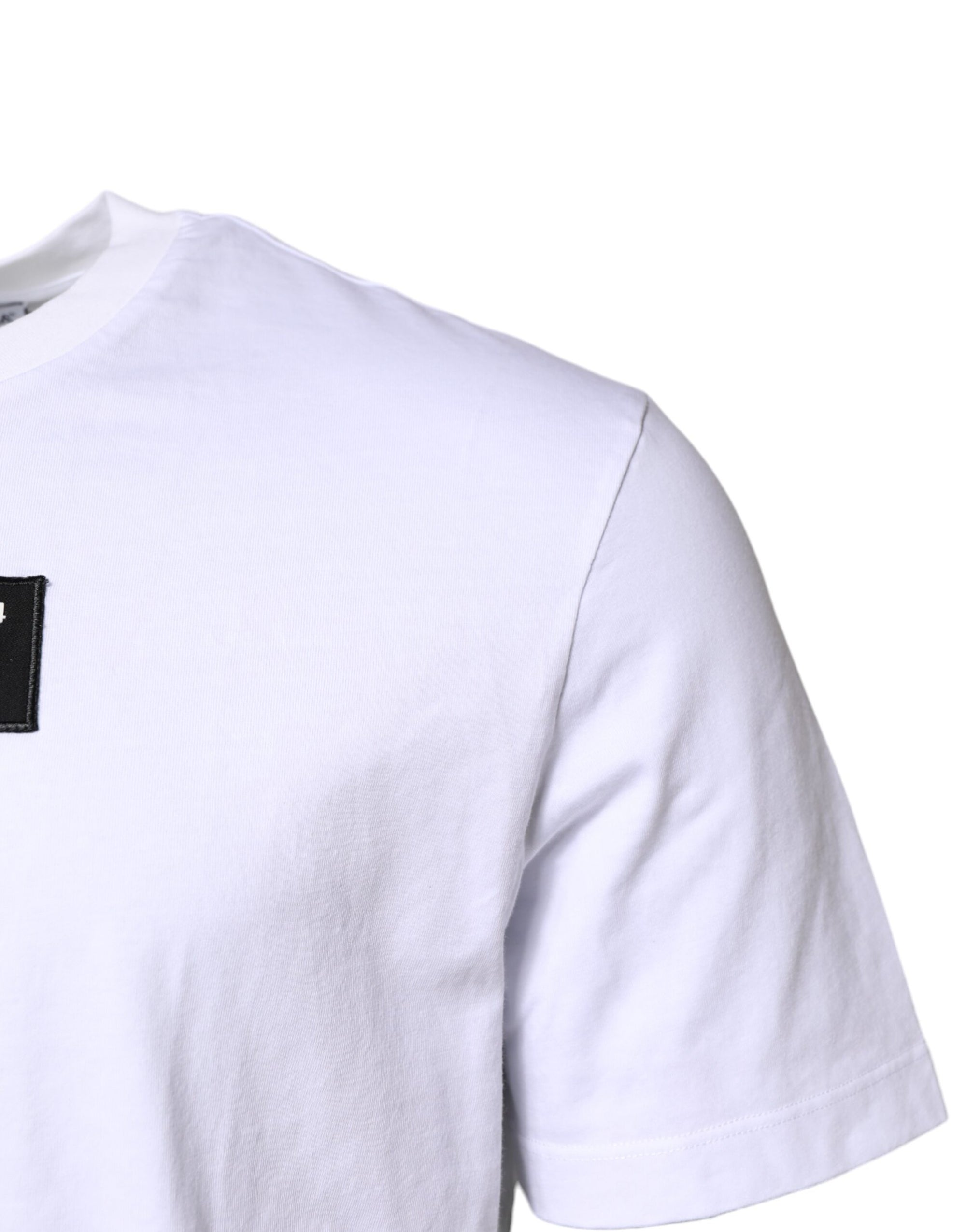 Dolce &amp; Gabbana White Cotton Logo Patch Crew Neck T-shirt