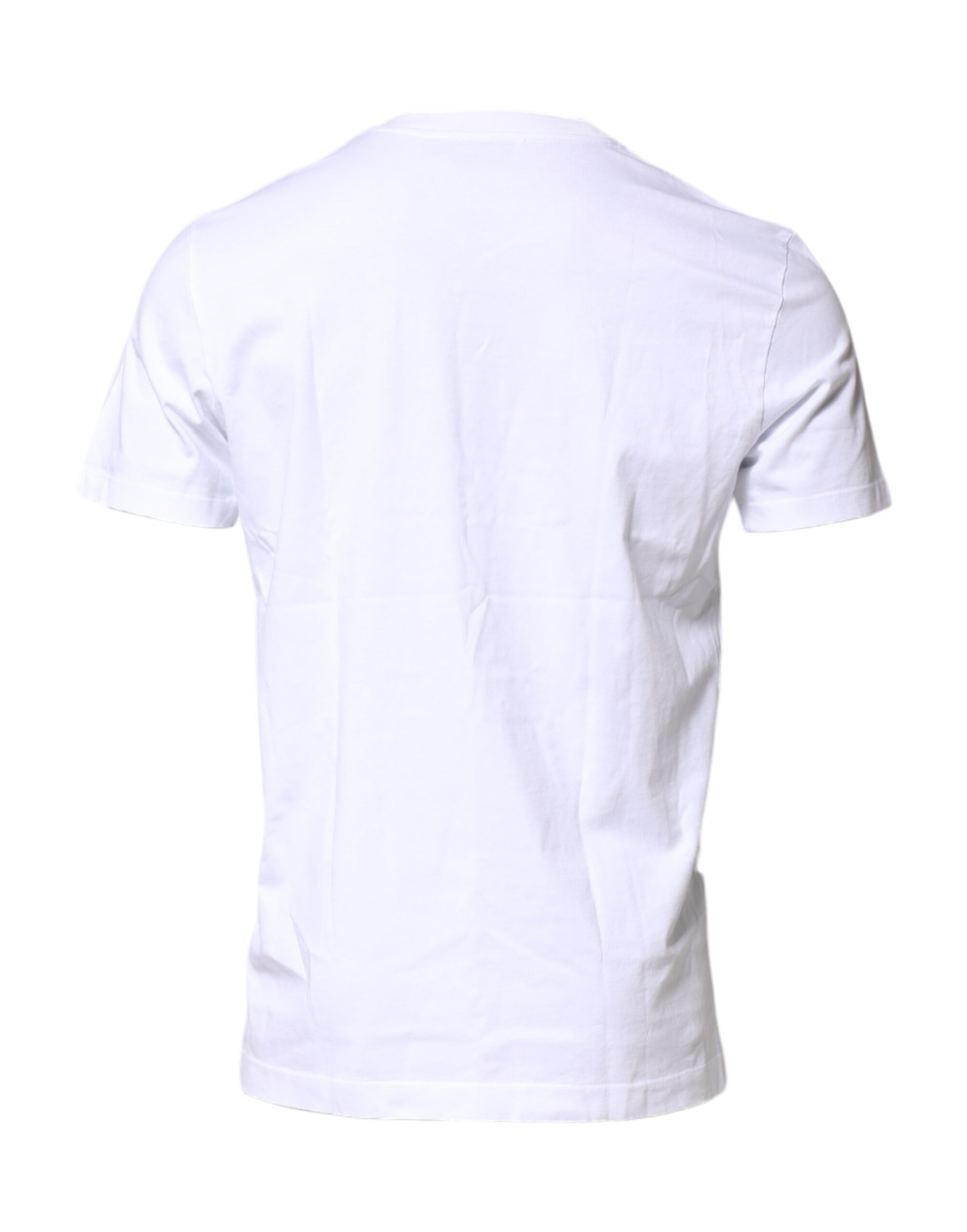 Dolce &amp; Gabbana White Cotton Logo Patch Crew Neck T-shirt