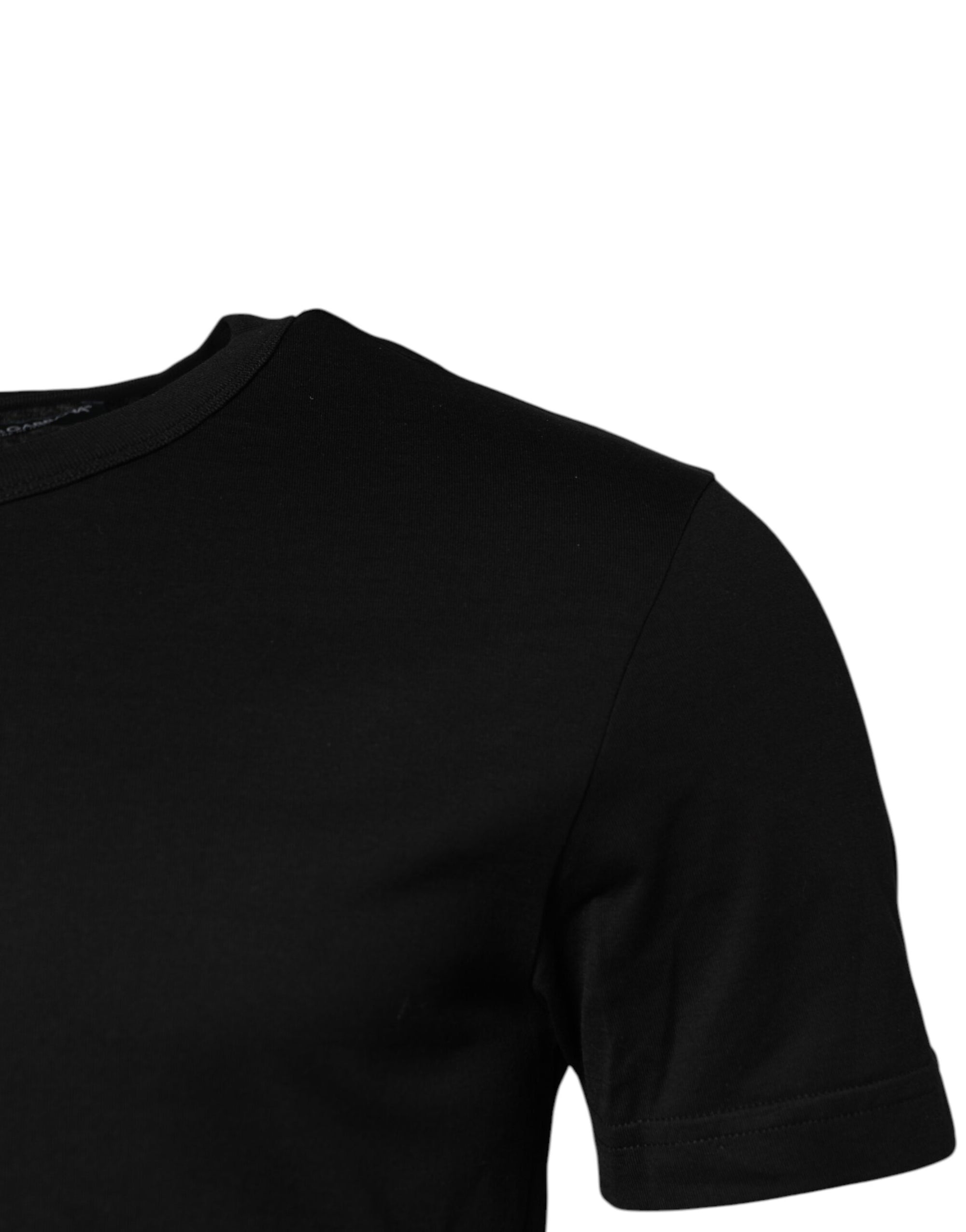 Dolce &amp; Gabbana Black Cotton Short Sleeves Round Neck T-shirt