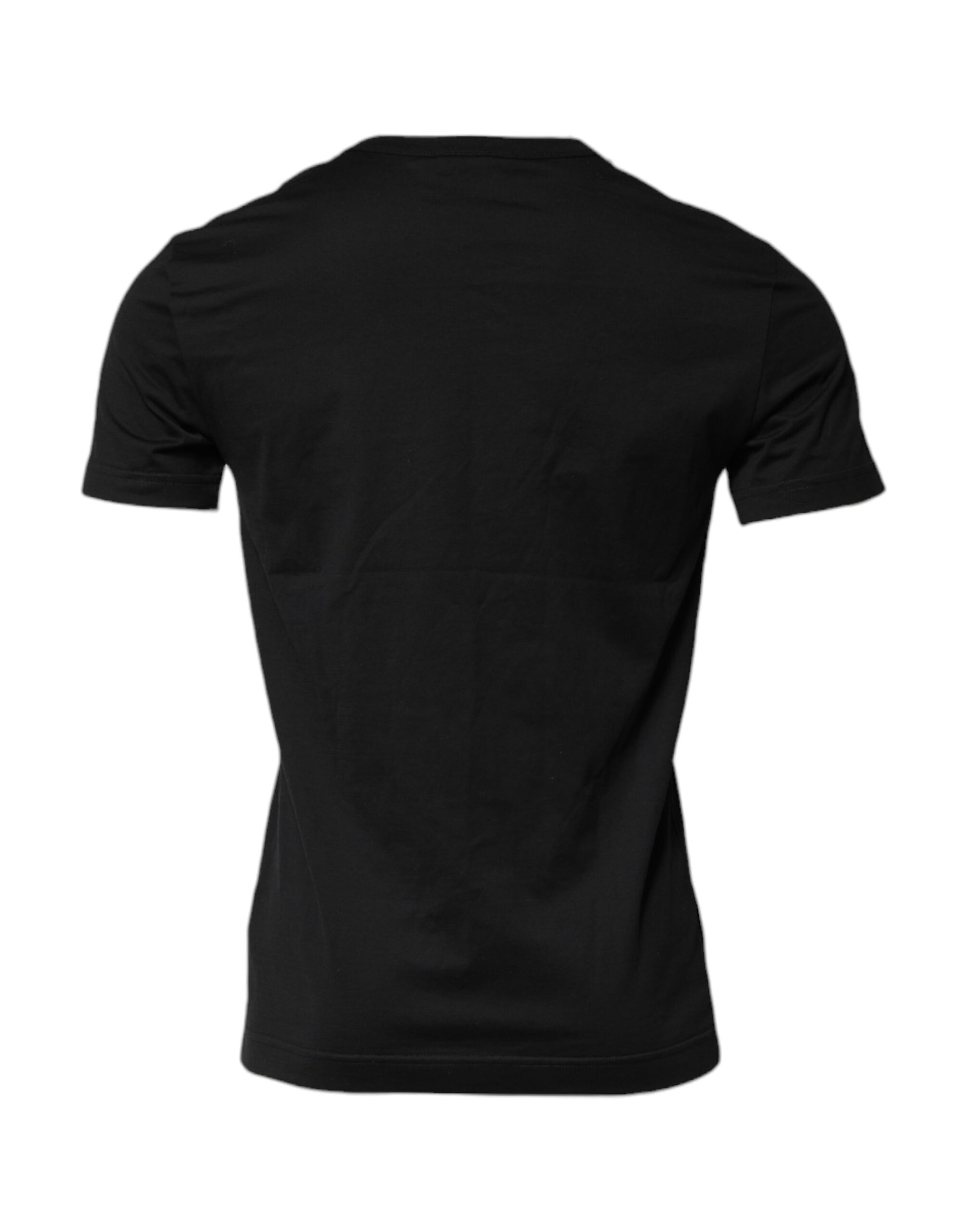 Dolce &amp; Gabbana Black Cotton Short Sleeves Round Neck T-shirt