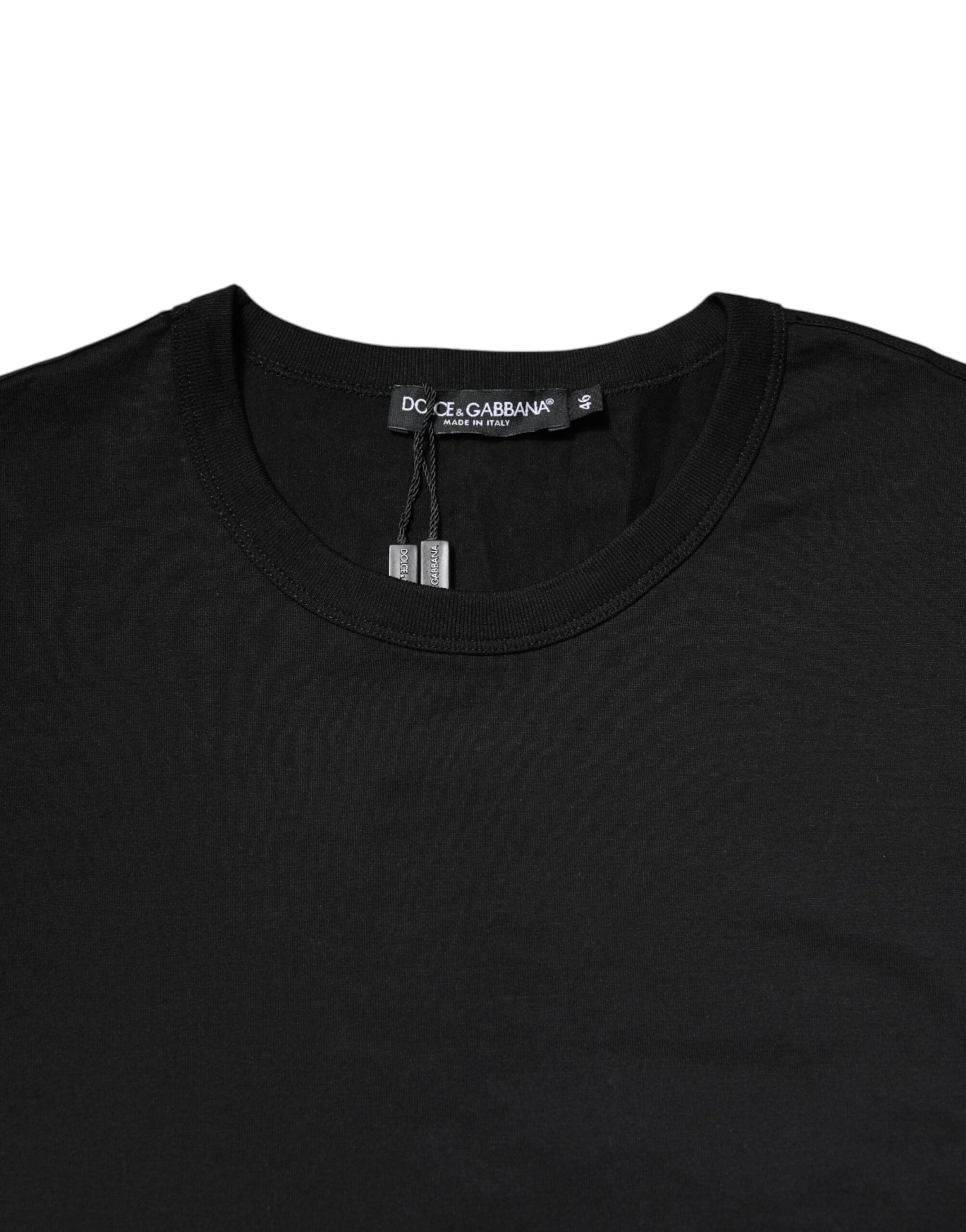 Dolce &amp; Gabbana Black Cotton Short Sleeves Round Neck T-shirt