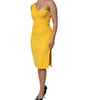 Dolce & Gabbana Yellow One Shoulder Side Slit Midi Dress