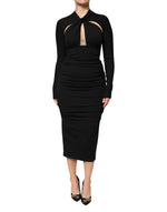 Robe fourreau mi-longue noire à manches longues Dolce & Gabbana