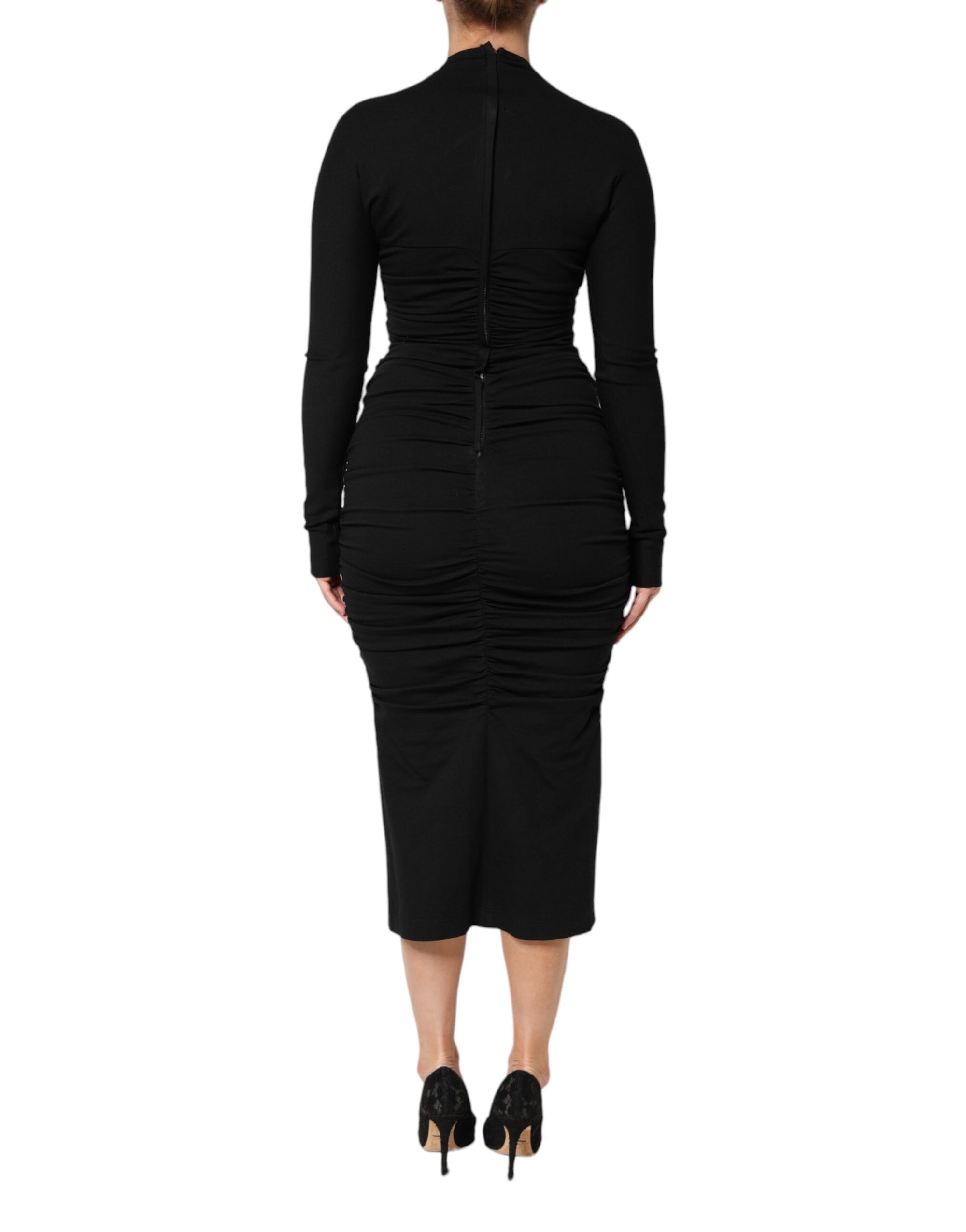 Robe fourreau mi-longue noire à manches longues Dolce & Gabbana