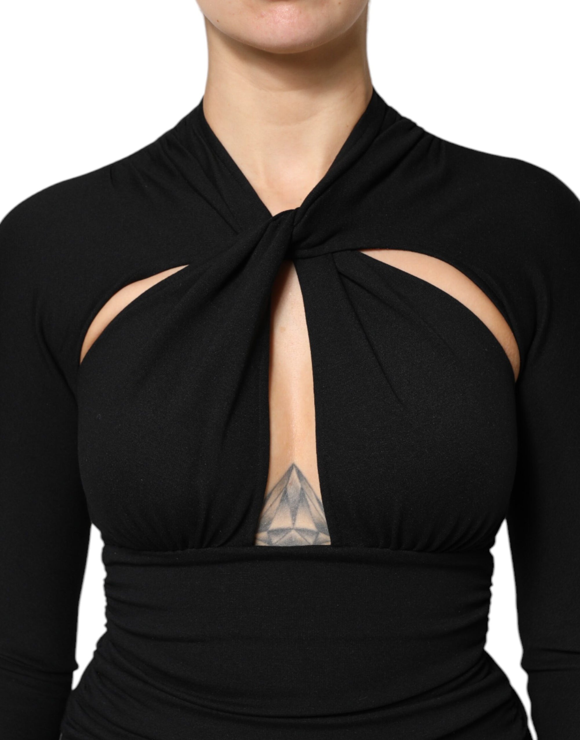 Robe fourreau mi-longue noire à manches longues Dolce & Gabbana