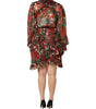 Dolce & Gabbana Multicolor Ruffle Floral Long Sleeves Dress