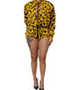 Dolce & Gabbana Yellow Leopard Long Sleeves Jumpsuit Dress