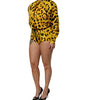 Dolce & Gabbana Yellow Leopard Long Sleeves Jumpsuit Dress