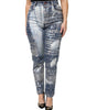 Dolce & Gabbana Blue Washed Print High Waist Denim Jeans
