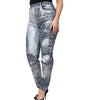 Dolce & Gabbana Blue Washed Print High Waist Denim Jeans