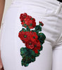 Dolce &amp; Gabbana White Floral Sequined GIRLY Denim Jeans
