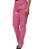 Dolce &amp; Gabbana Pink Tattered Mid Waist Tapered Denim Jeans