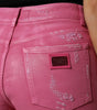 Dolce &amp; Gabbana Pink Tattered Mid Waist Tapered Denim Jeans