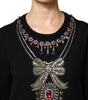 Dolce & Gabbana Black Cashmere Crystal Embellished Sweater