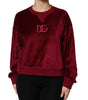 Dolce & Gabbana Red Cotton Velvet Crew Neck Pullover Sweater
