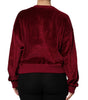 Dolce & Gabbana Red Cotton Velvet Crew Neck Pullover Sweater