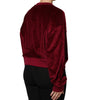 Dolce & Gabbana Red Cotton Velvet Crew Neck Pullover Sweater