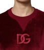 Dolce & Gabbana Red Cotton Velvet Crew Neck Pullover Sweater