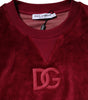 Dolce & Gabbana Red Cotton Velvet Crew Neck Pullover Sweater