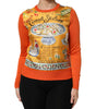 Dolce & Gabbana Orange Cannoli Sicilian Silk Crew Neck Top