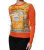 Dolce & Gabbana Orange Cannoli Sicilian Silk Crew Neck Top