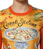 Dolce & Gabbana Orange Cannoli Sicilian Silk Crew Neck Top