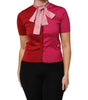 Dolce & Gabbana Pink Short Sleeves Buttoned Ascot Collar Top