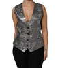 Dolce & Gabbana Silver Floral Jacquard Sleeveless Vest Top