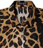 Dolce & Gabbana Brown Leopard Short Sleeve Collared Polo Top