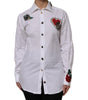 Dolce & Gabbana White Cotton Floral Embellished Shirt Top