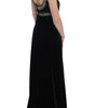 Dolce & Gabbana Brown Velvet Crystal Sheath Gown Dress