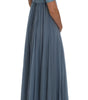 Dolce & Gabbana Blue Silk Crystal Sheath Gown Ball Dress