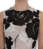 Dolce & Gabbana Black White Floral Silk Sheath Gown Dress