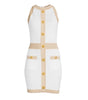 Balmain White Viscose Women Dress with Faux Gold Buttons