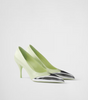 Escarpins Prada en satin et cuir métallisé