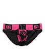 Dolce & Gabbana Black Pink Nylon Logo Beachwear Brief Swimwear