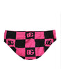 Dolce & Gabbana Black Pink Nylon Logo Beachwear Brief Swimwear