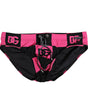 Dolce & Gabbana Black Pink Nylon Logo Beachwear Brief Swimwear