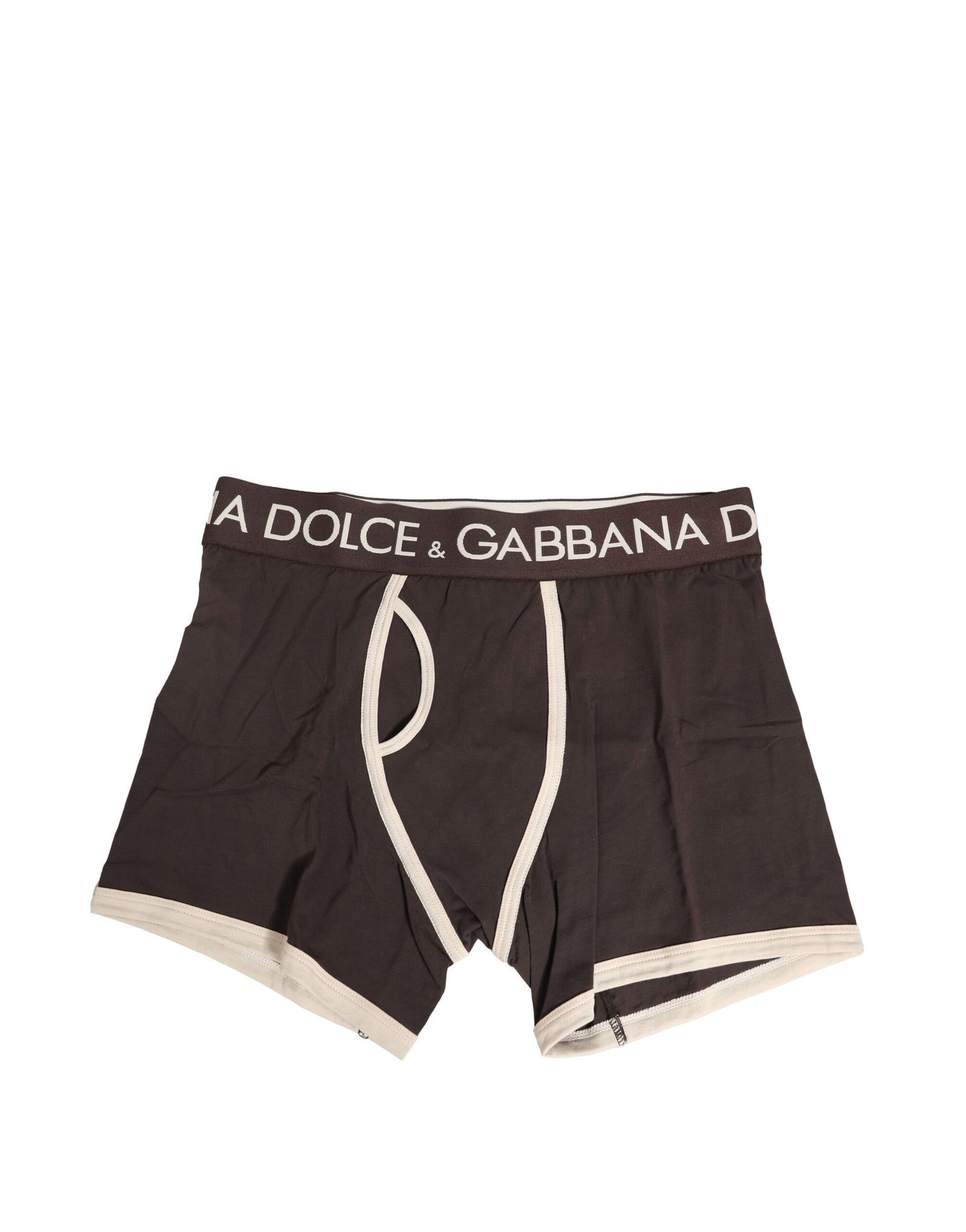 Boxer classique en coton stretch marron Dolce &amp; Gabbana