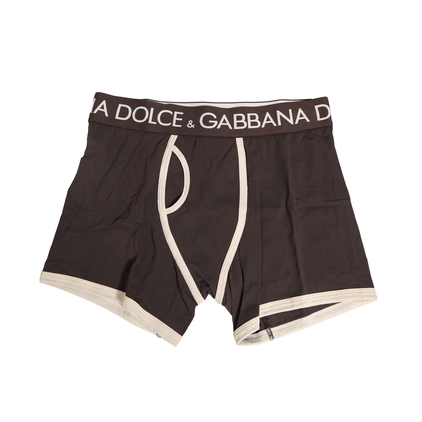 Boxer classique en coton stretch marron Dolce & Gabbana