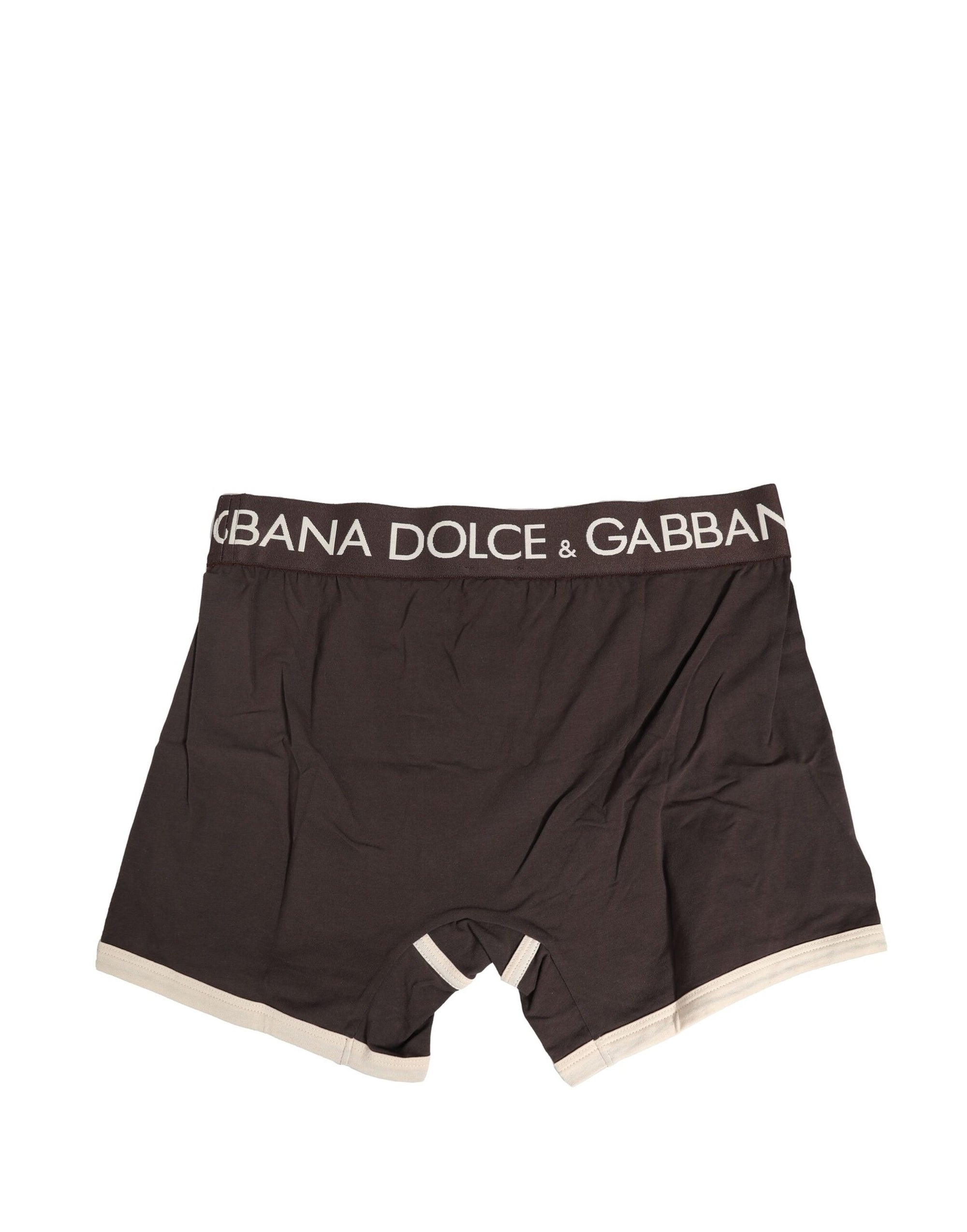 Boxer classique en coton stretch marron Dolce & Gabbana