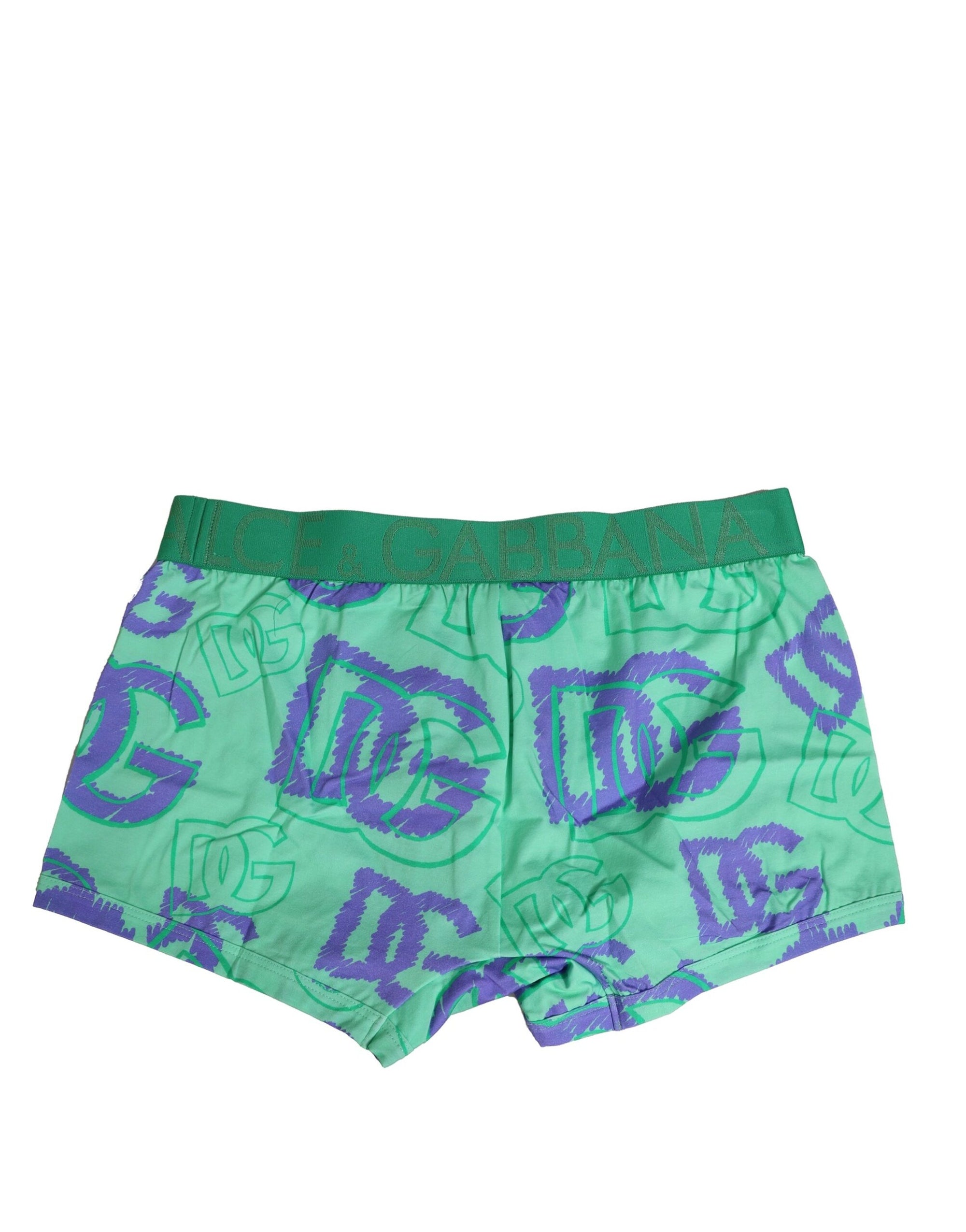 Boxer Dolce &amp; Gabbana en coton vert avec logo DG imprimé