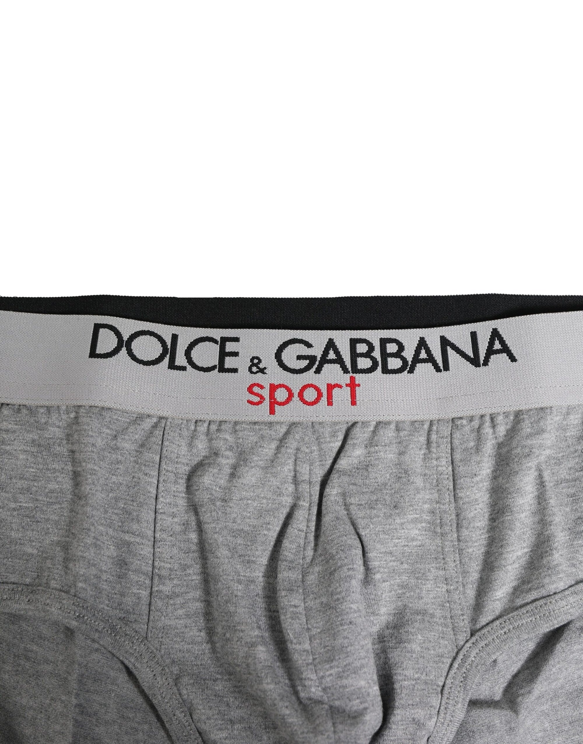 Dolce & Gabbana Gray Cotton Stretch Regular Men Brief Underwear
