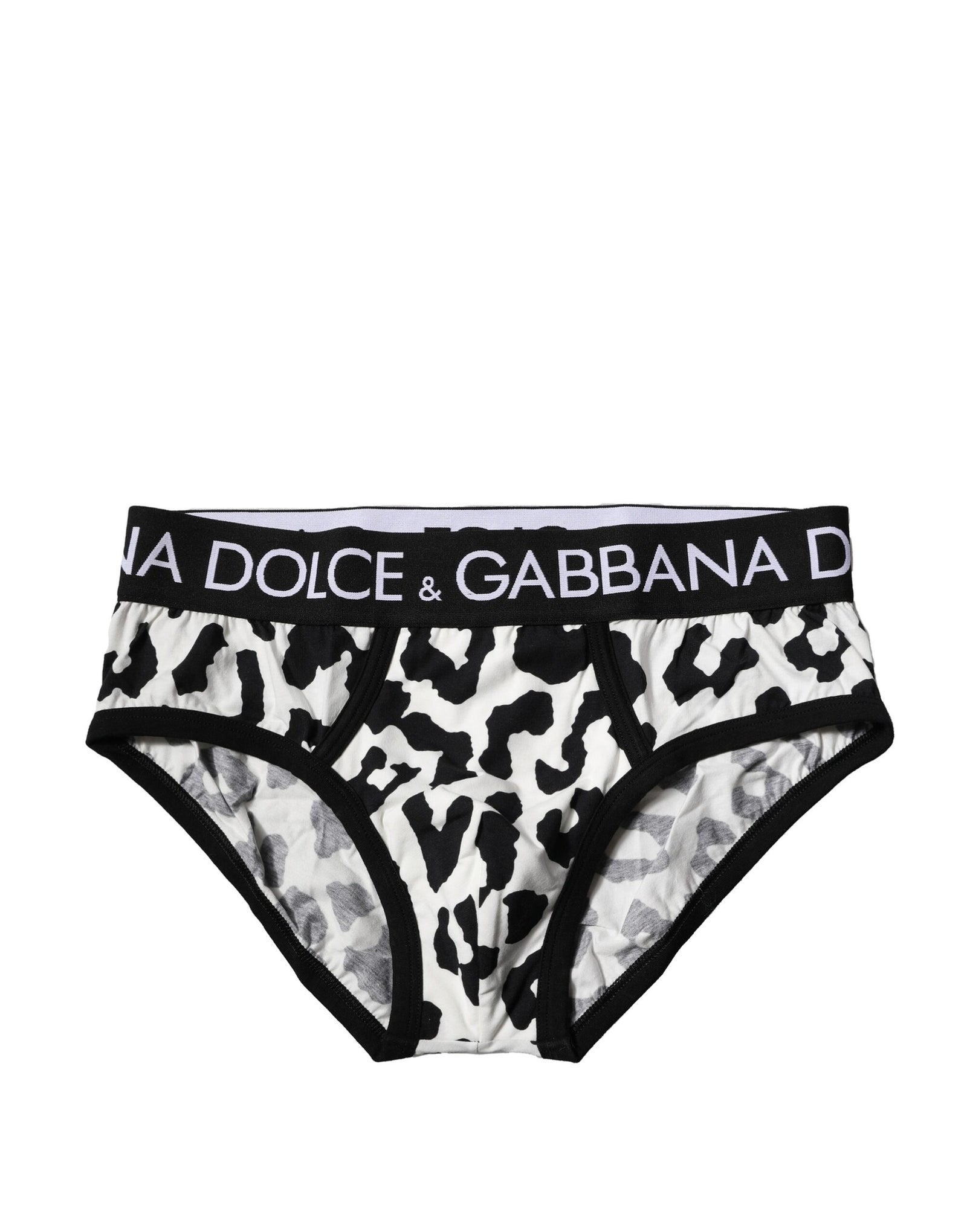 Slip homme Dolce &amp; Gabbana en coton noir et blanc à imprimé léopard