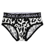 Slip homme Dolce &amp; Gabbana en coton noir et blanc à imprimé léopard