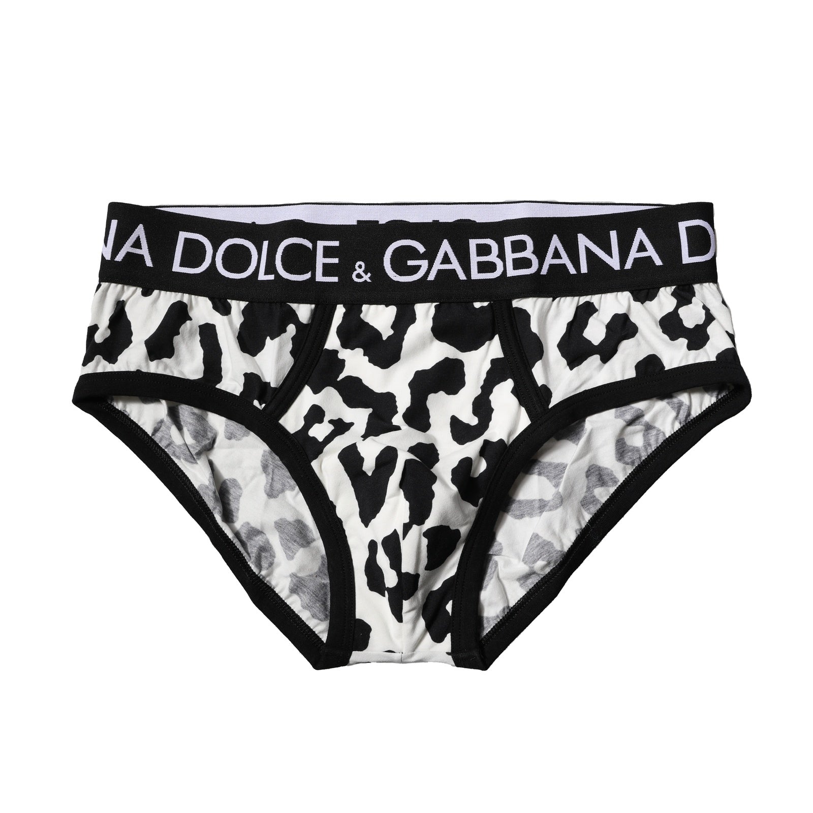 Slip homme Dolce &amp; Gabbana en coton noir et blanc à imprimé léopard