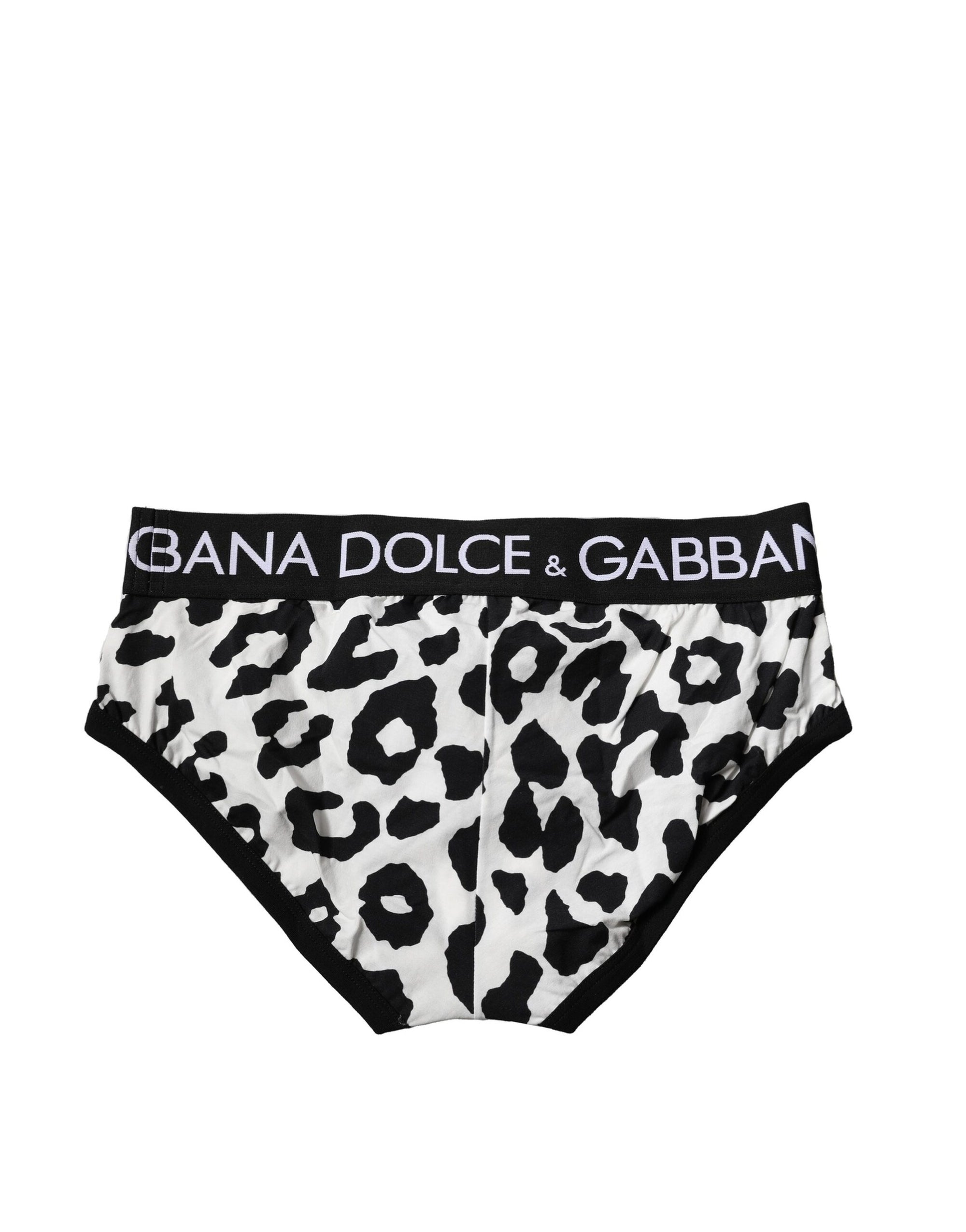 Slip homme Dolce &amp; Gabbana en coton noir et blanc à imprimé léopard