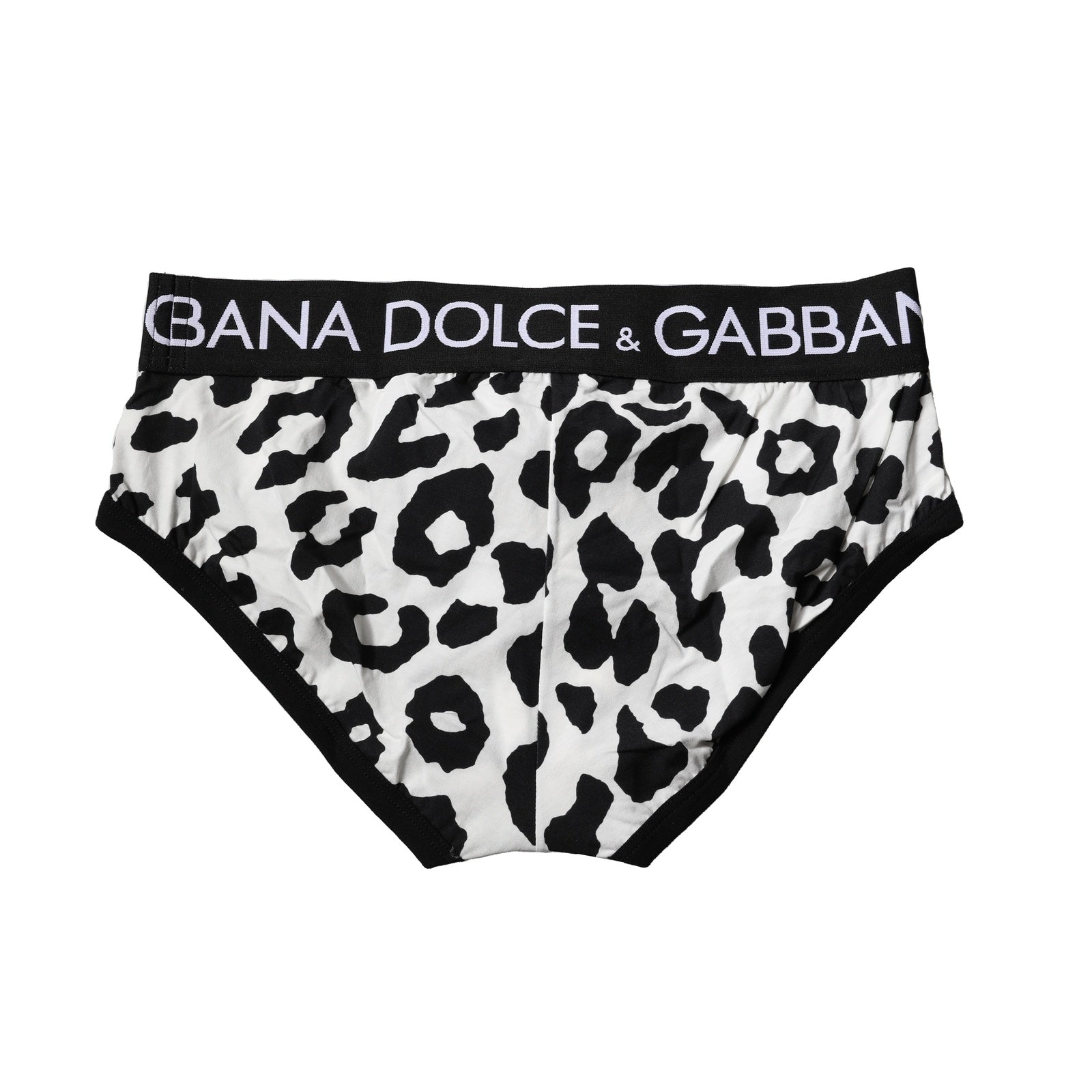 Slip homme Dolce &amp; Gabbana en coton noir et blanc à imprimé léopard